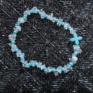 Turquoise and Stone Cross Bracelet